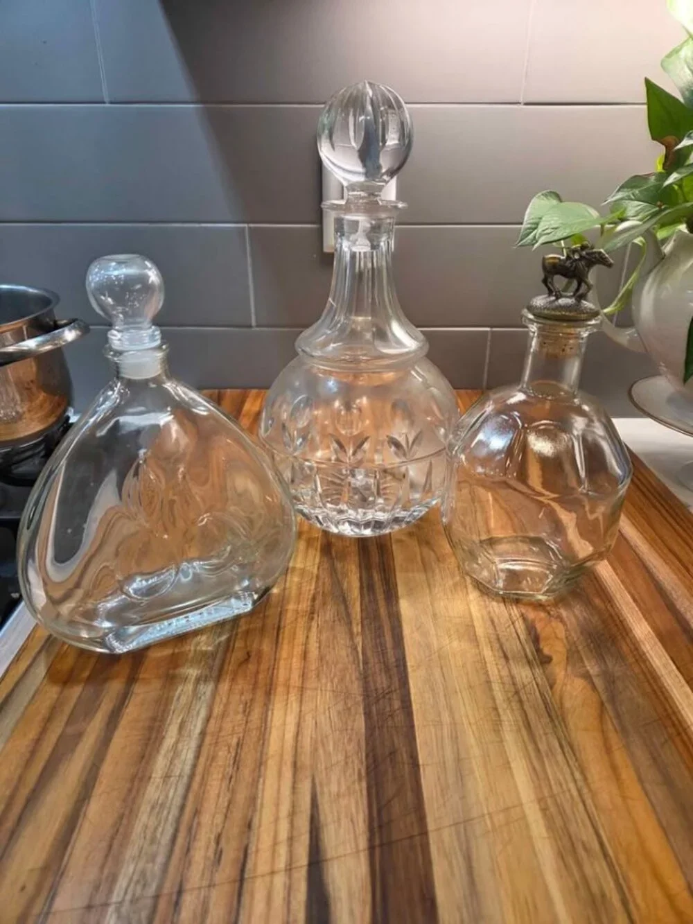 3 decanters or bottles